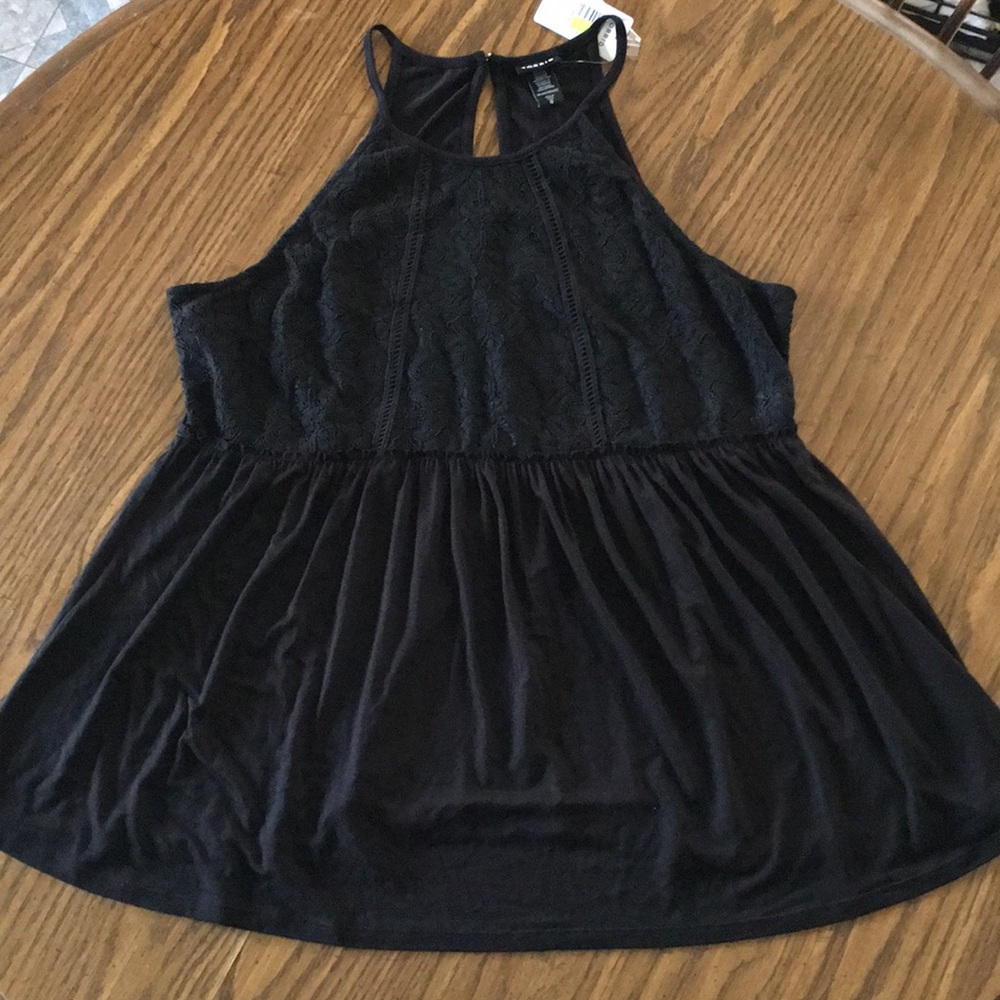 Torrid- Black Lace Babydoll Halter Tank- Size 0